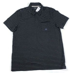 COPY - Lands End Mens M  Polo Shirt Striped Black W/White